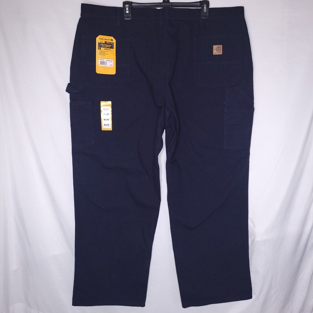 Carhartt Work Pants Mens 46x30 Navy Blue Washed Duck Utility Loose Fit NWT